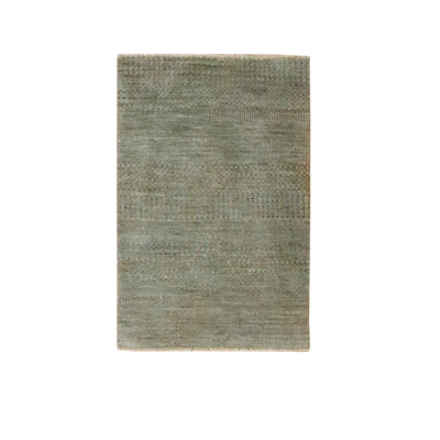 2 pi x 3 pi brun chocolat, noué à la main, laine avec touche de soie, ton sur ton, luxuriant et moelleux, échantillon, motif d'herbe moderne, tapis, tapis oriental