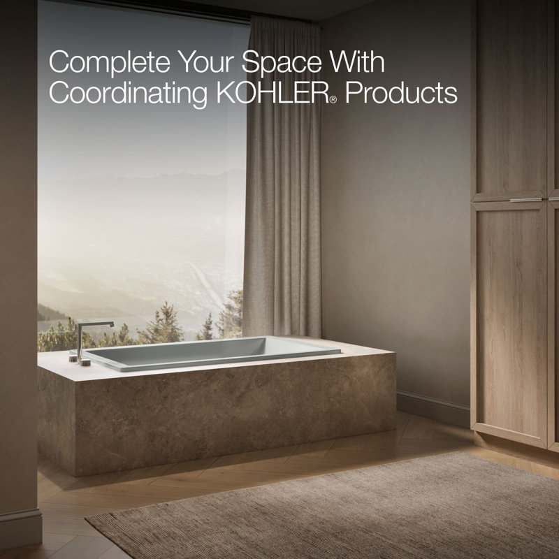 Underscore 60" x 36" Acrylic Drop-In or Undermount Soaking Bathtub with Integral Lumbar Support, Ice Grey
