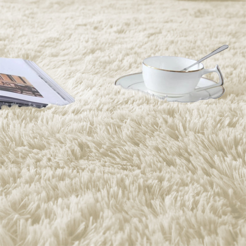Perryton Solid Colour Faux Fur Shag Area Rug, Rectangle 160 x 230cm