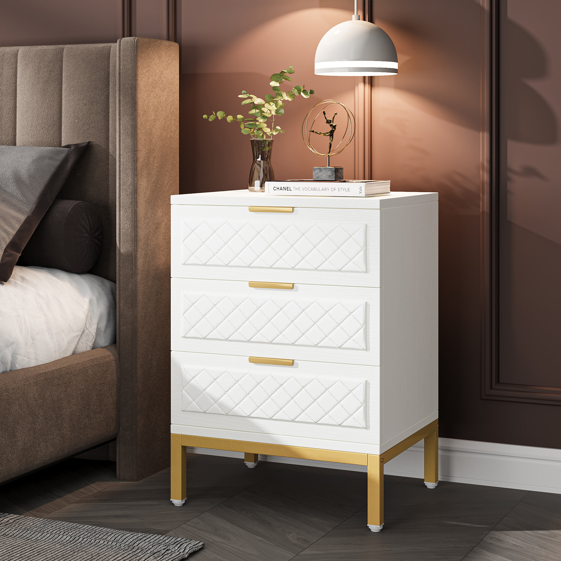 Mercer41 Lashanta 3-Drawer Nightstand with PU Design & Reviews | Wayfair