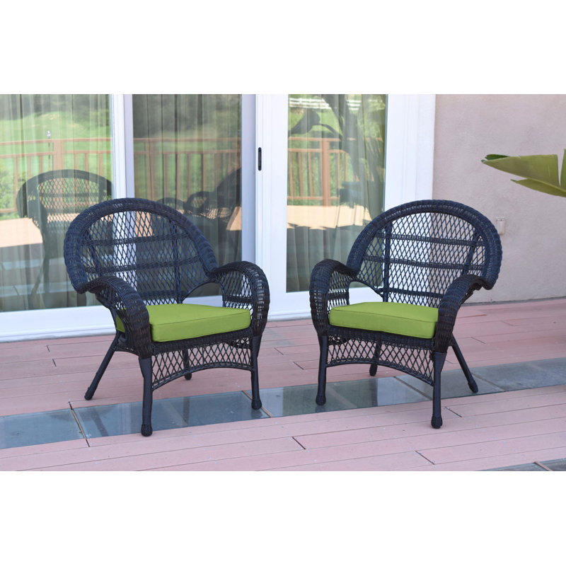 Chaise de patio avec coussins Maltby, Vert, Noir