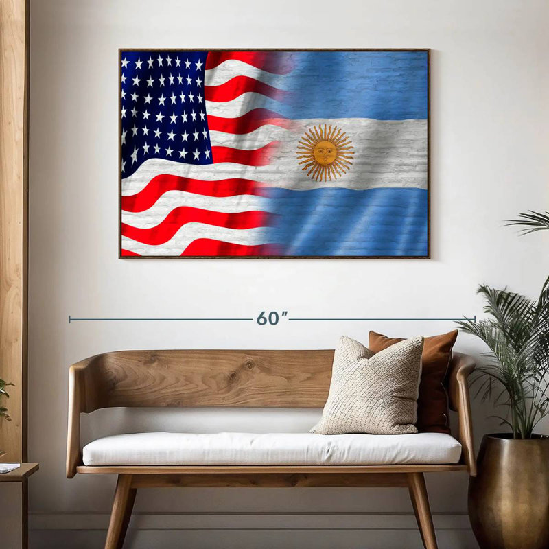 États-Unis et l'Argentine Molesley, 46 po x 31 po, Cadre flottant en noyer