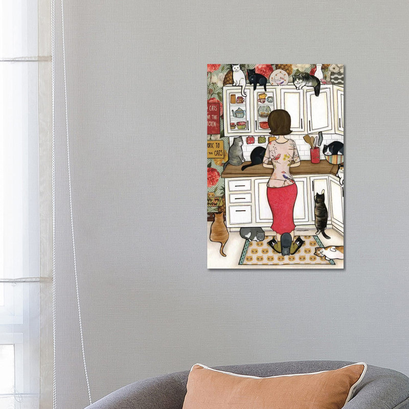 « Feed the Cats » par Jamie Morath-impression, Pas de tapis, Toile tendue, H 26 po x l 18 po x 1,5 po