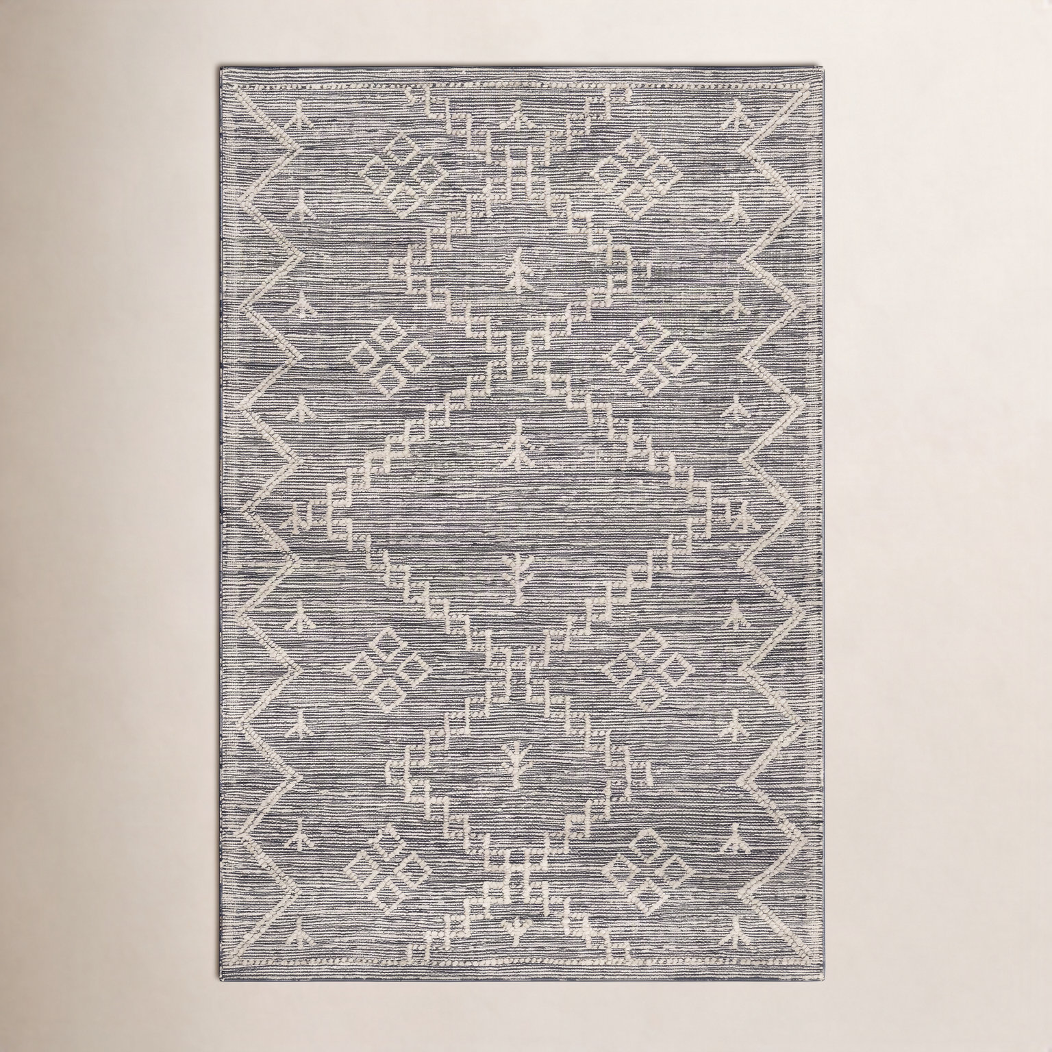 Beige Hand-Woven Moroccan Jute Rug, Rectangle 4' x 6'
