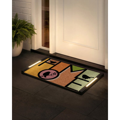Baytown Door Mat with Pressure-Activated LED Lights, Non-Slip Entryway, All-Weather, Outdoor Doormat 18x30 Coir Insert, Wireless 3AA, Auto Shut-Off, 32.5x18.5 in
