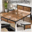 Single/Double Size Bed Frame with Wood Headboard and Footboard, Metal Platform Mattress Foundation with Strong Steel Slats, No Box Spring Needed-83953533-75231880