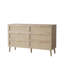 Commode 8 tiroirs en rotin avec poignées dorées, commode de rangement tissée pour chambre à coucher, salon, vestibule - Fabrication en bois d'ingénierie durable, assemblage facile, chêne