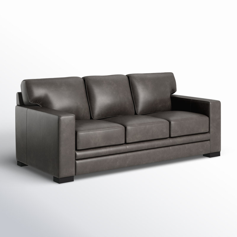 Ammons 83" Genuine Top Grain Leather, Gray