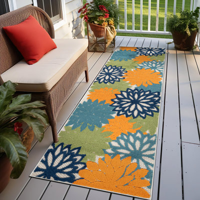 Tapis floral ivoire / multicolore intérieur / extérieur
