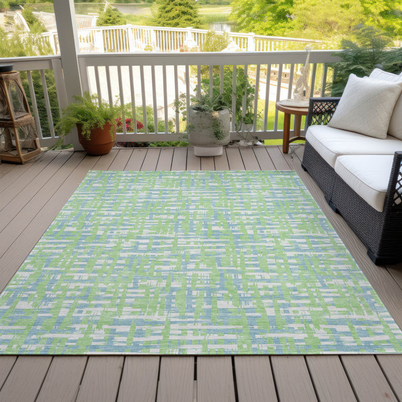 Tapis intérieur / extérieur vert Zarifa , 8 pi x 10 pi