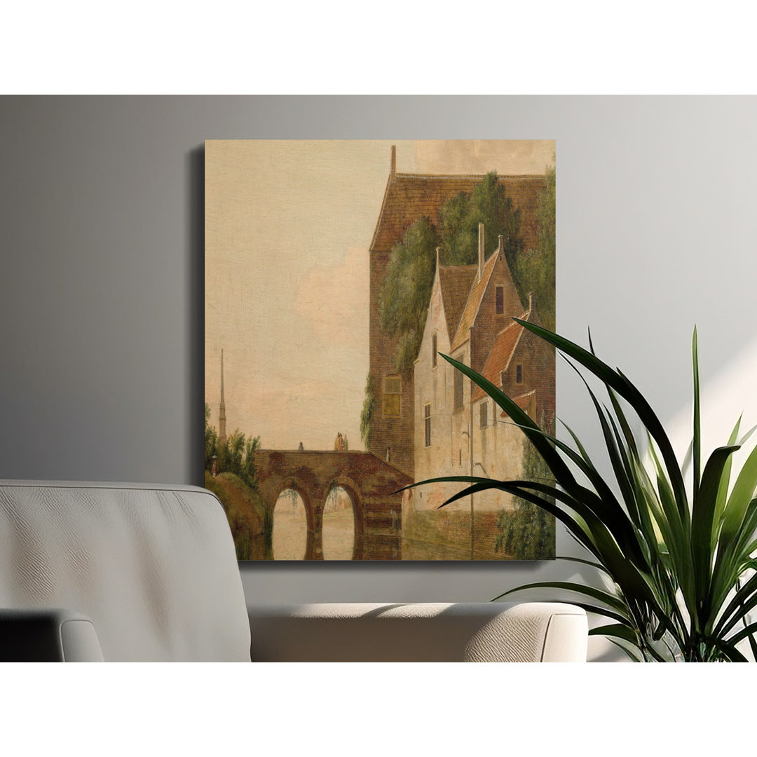 Dutch Canal Scene Canvas Wall Art, Gallery Wrapped, Archival Print, Ready to Hang, Vintage Architecture, Home Decor, Statement Piece