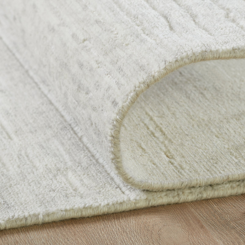 Luxe Light Grey Wool Area Rug, Rectangle 3'6" x 5'6", null