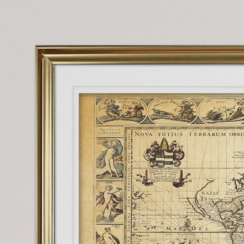 « rétro world map viiii antique », impression, Or, H 24 po x l 32 po x P 1,5 po