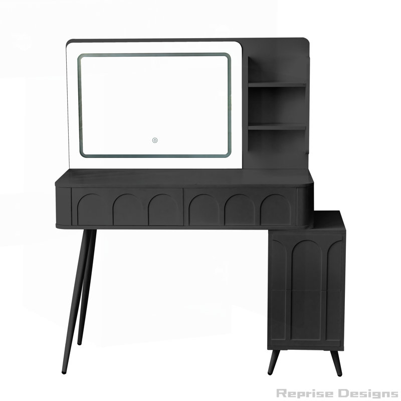 Meuble-lavabo moderne avec lumières DEL et miroir, Noir