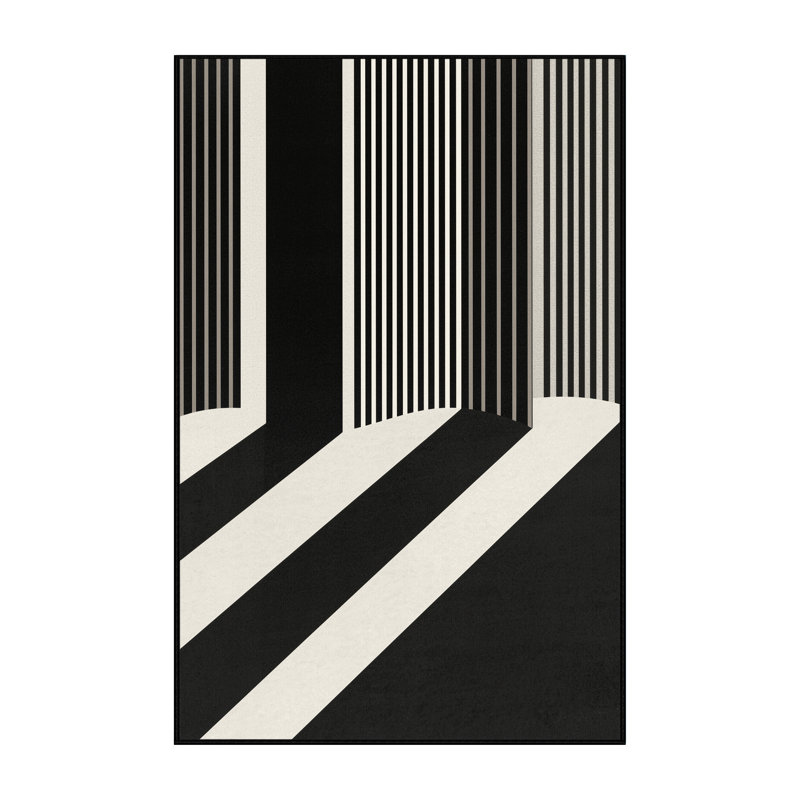 Machine Washable Arverne Classic Striped Rug in Brown – Black Binding, 2x3