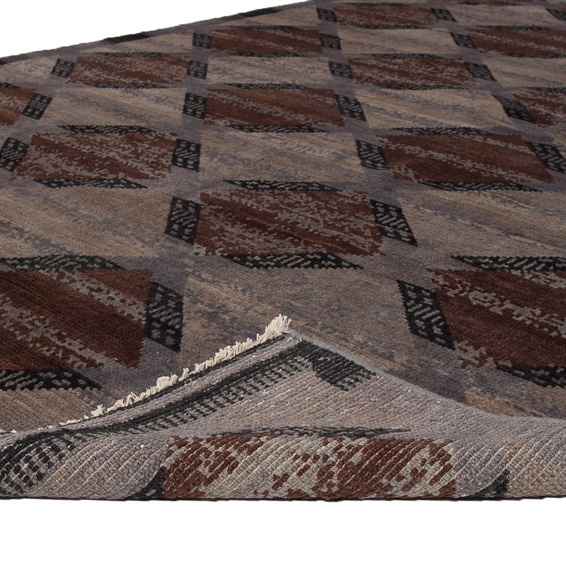 Brown Modern Wool Rug - 6'4" x 9'4"