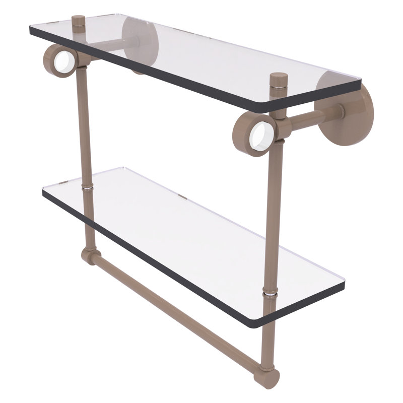 Tablette flottante 2 pièces avec barre à serviettes Clearview, H 12,8 po x l 16 po x P 5,6 po, Beige ombré