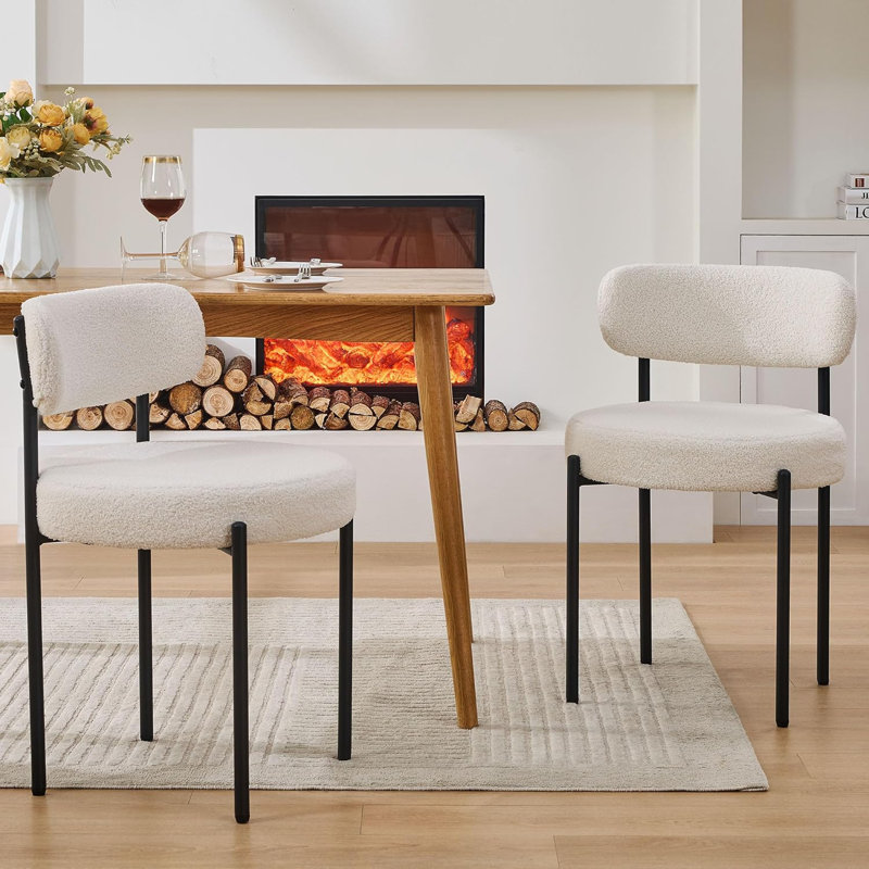 46cm H Wool Upholstered Side Chair in White