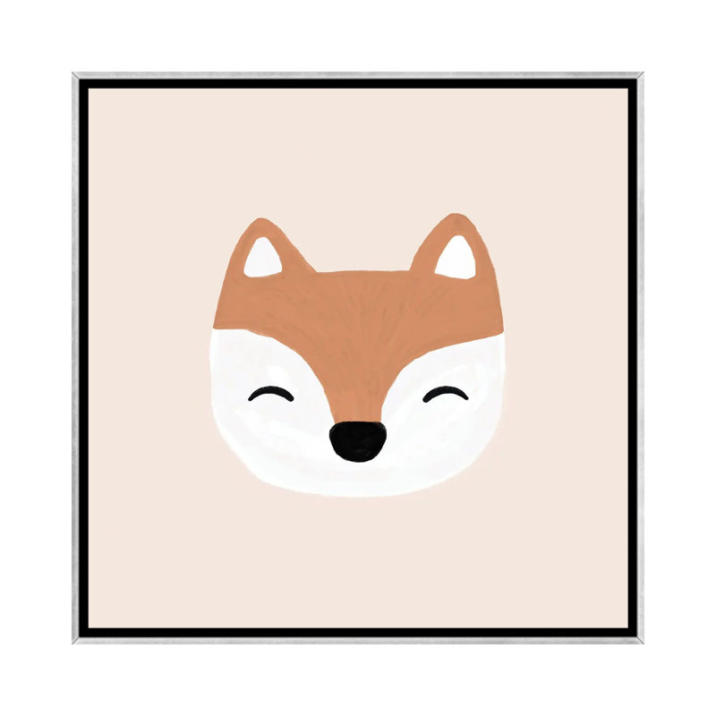 Blush Fox par Orara studio-reproduction d’art, Toile avec cadre argenté, Pas de tapis, H 18 po x l 18 po x 1,5 po