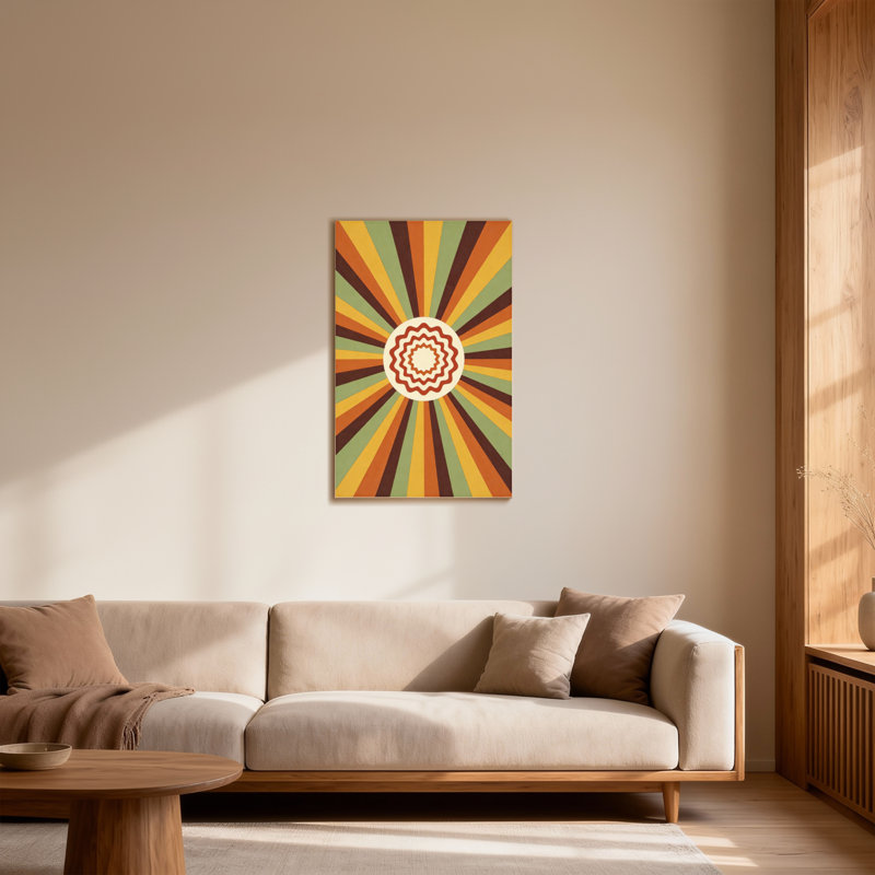 Motif géométrique abstrait rayonnant de soleil, H 36 po x l 24 po