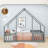Wood House-Shaped Floor Bed With Guardrails-528129496-528129498