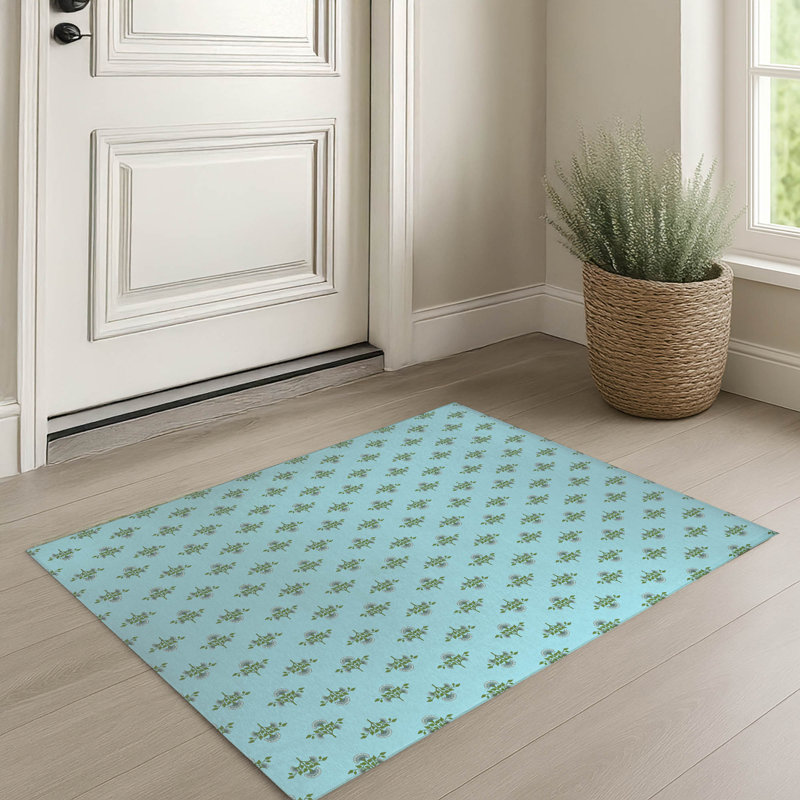 Paillasson Flora, Bleu, L 60 po x L 84 po
