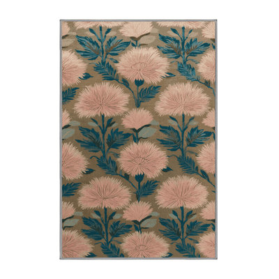Machine Washable Botanical Brown Area Rug