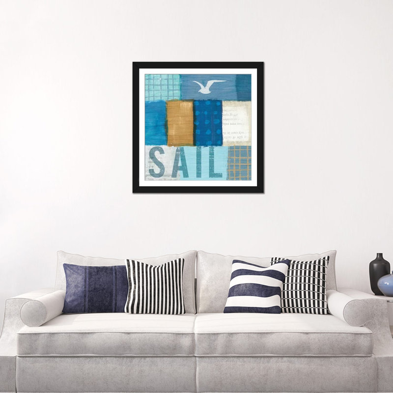 « beachscape series : collage v », reproduction d’impression sur toile, H 16 po x l 16 po x P 1 po, Papier d'art encadré noir