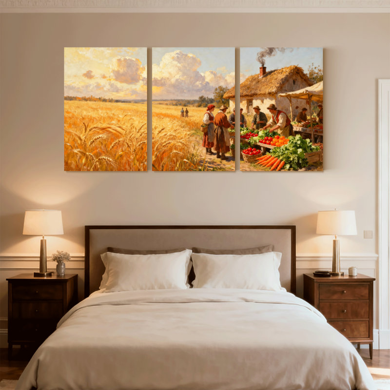 Ensemble de 3 reproductions d'art sur toile, "Scène et paysage urbain", H 30 po x l 60 po
