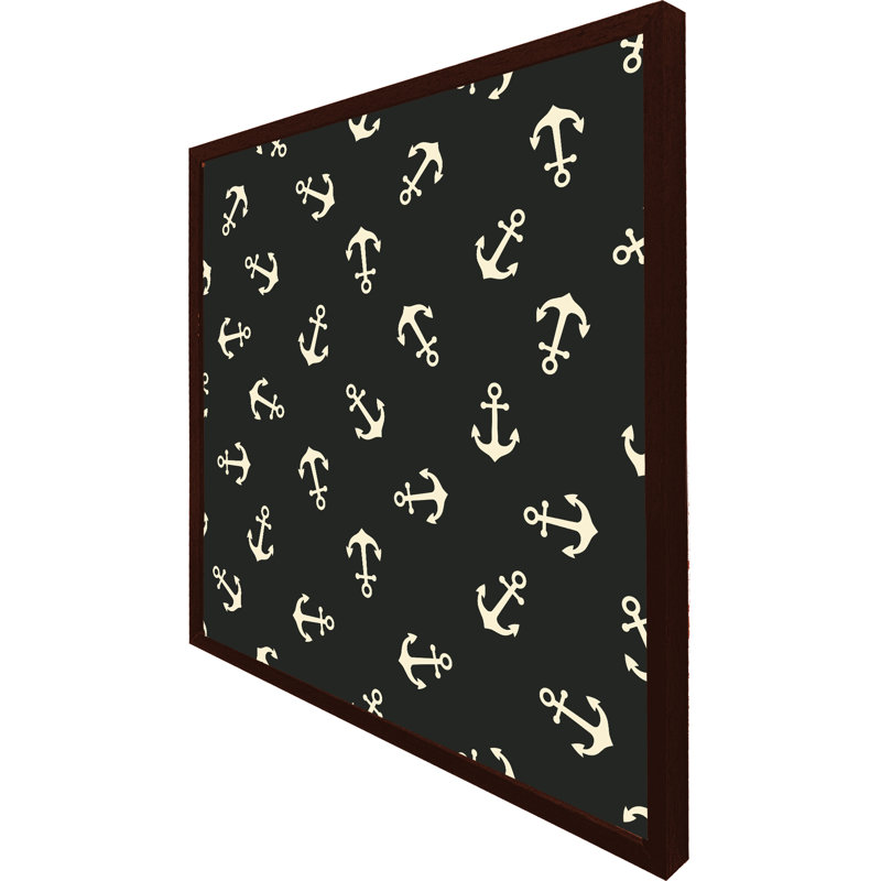 Breedsville Anchors on Black 1 Piece Single Picture Frame Wall Art, 41cm H x 41cm W x 4cm D, Brown Framed