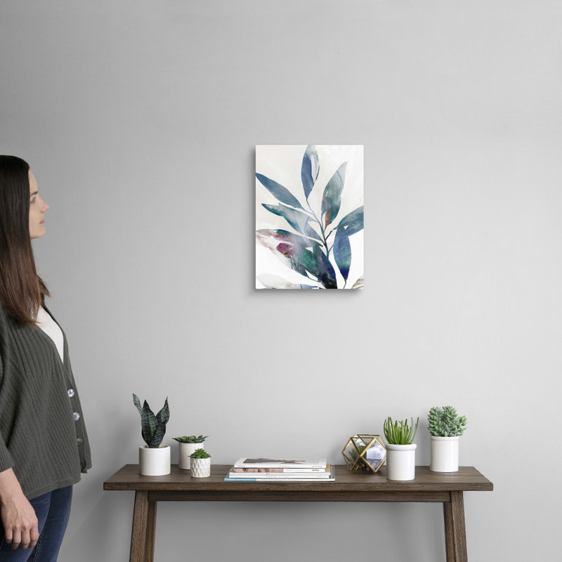 Indigo Sprig II, art mural sur toile, Toile tendue, H 16 po x l 12 po