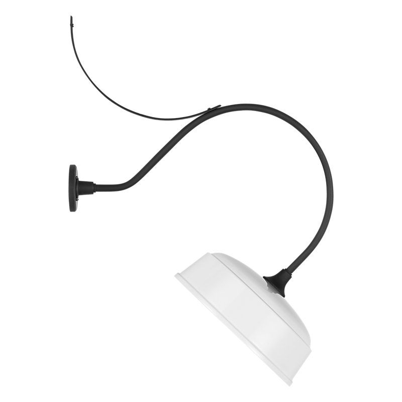 Thomas O'Brien, "Academy 26.5" Anchored Larrabee Barn Light in Matte Black with 16" Green Rockhouse Shade, White