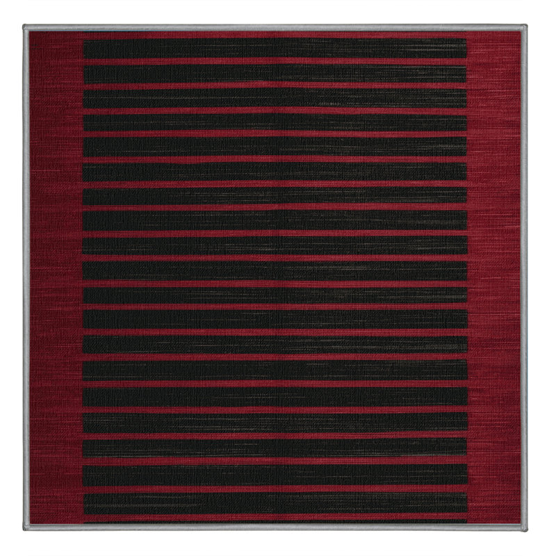 Machine Washable Horizontal Stripes Brown Area Rug, Square 7'