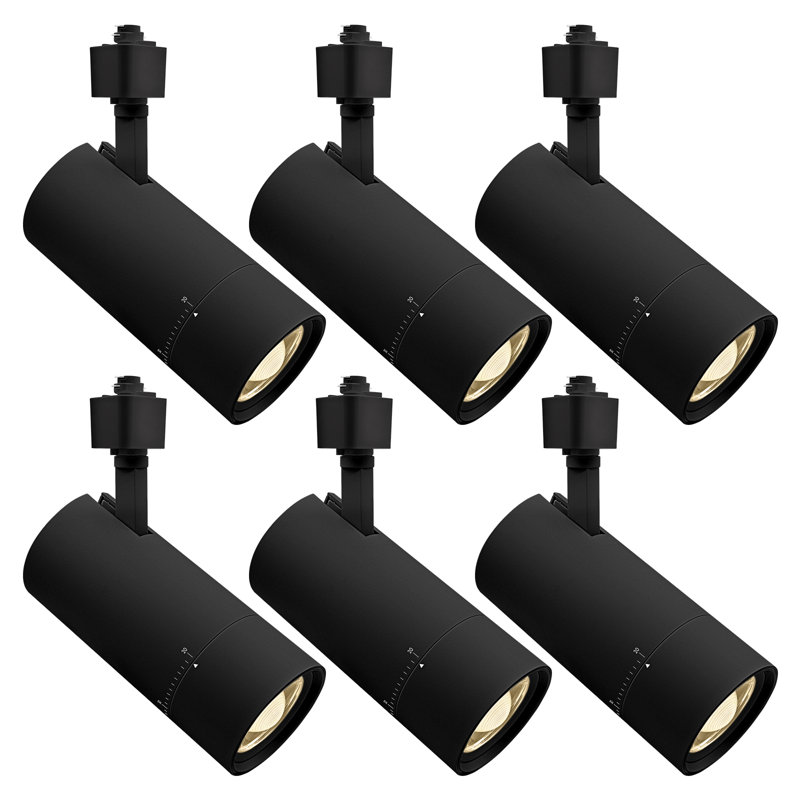 Luxrite 3 po Éclairage sur rail à DEL Zoomable, 5CCT, CRI90, 30 W, 2100LM, à intensité variable, inclinaison de 358 ° + 90 ° et faisceau de 20 ° à 50 °, éclairage sur rail de type H, ETL, paquet de 6 noir