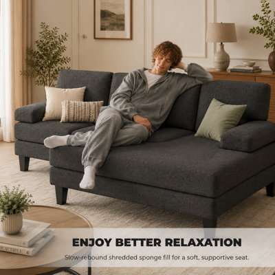 110" Wide Upholstered Double Chaise Sectional Sofa with Removable Armrests