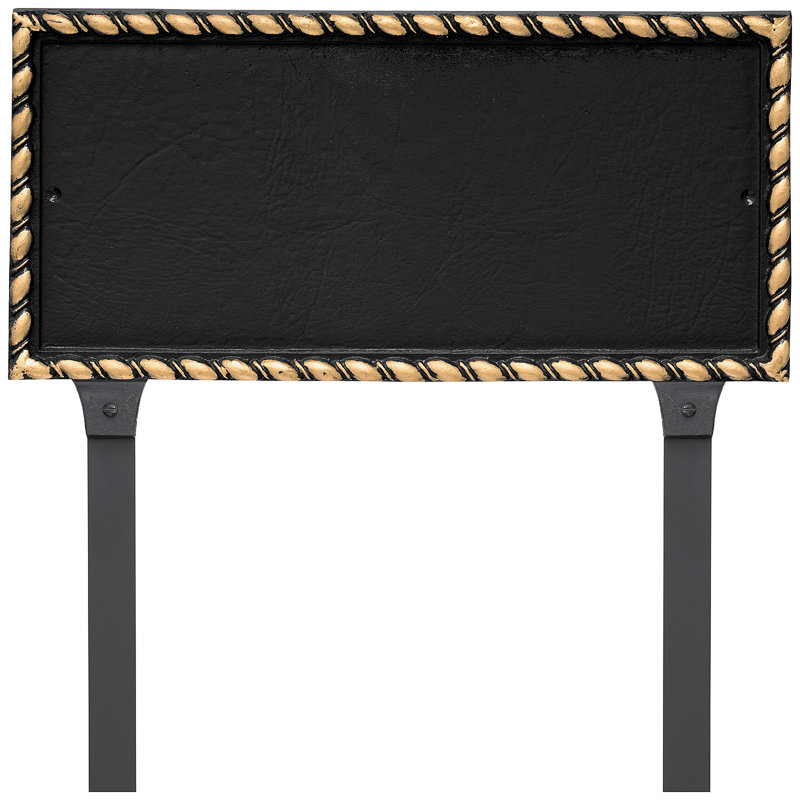 Plaque d'adresse rectangulaire Franklin One Line avec piquets de pelouse, Noir / or, Oui