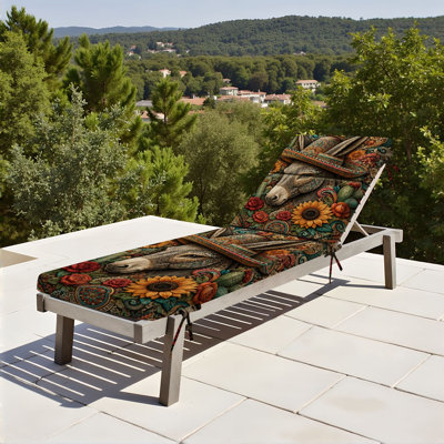  Coussin de patio d'extérieur d'intérieur de 3 po à motif d'âne coloré Sombrero entouré de fleurs de cactus Coussin de chaise longue résistant à l'eau pour chaise de patio