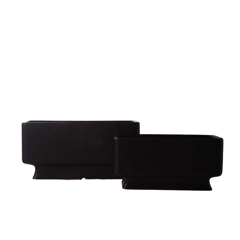 Ceramic Rectangle Pot Matte Finish Black