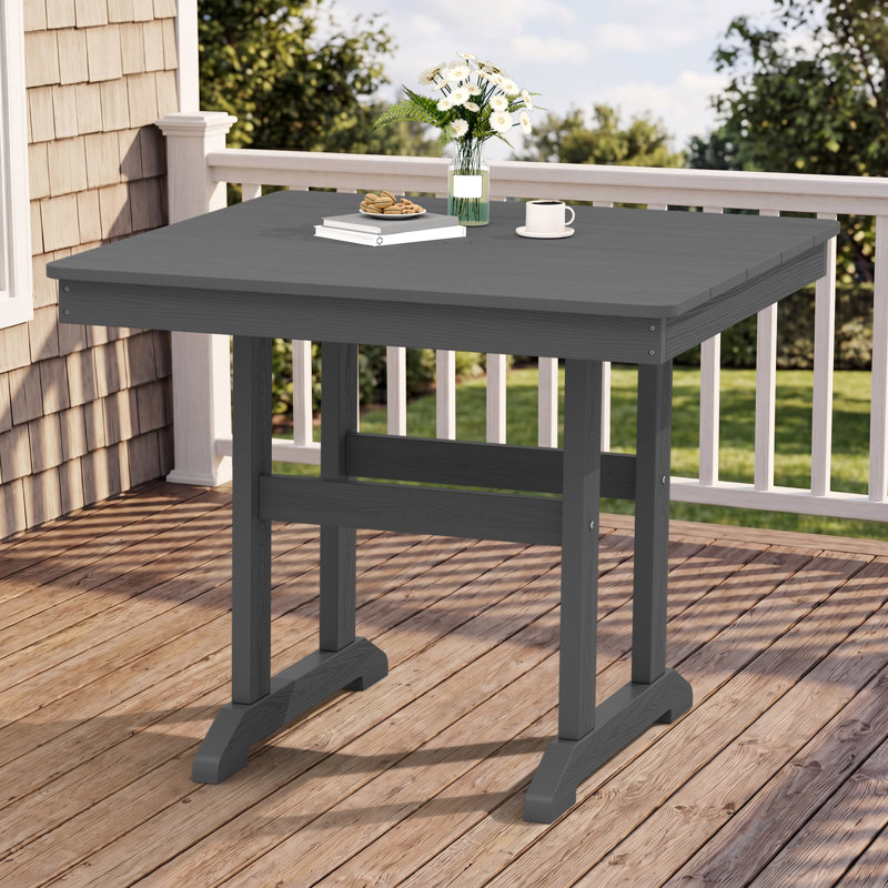 Table de salle à manger d'extérieur en PEHD, table de patio résistante aux intempéries avec structure robuste en gris, Gris