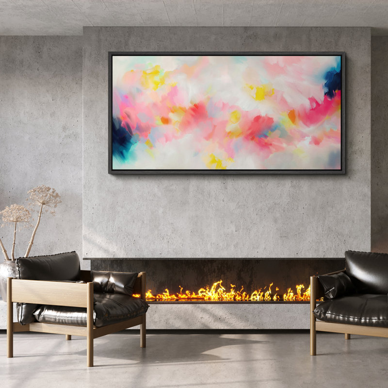 Art moderne abstrait vibrant, H 30 po x l 60 po, Noir, noir, noir, noir