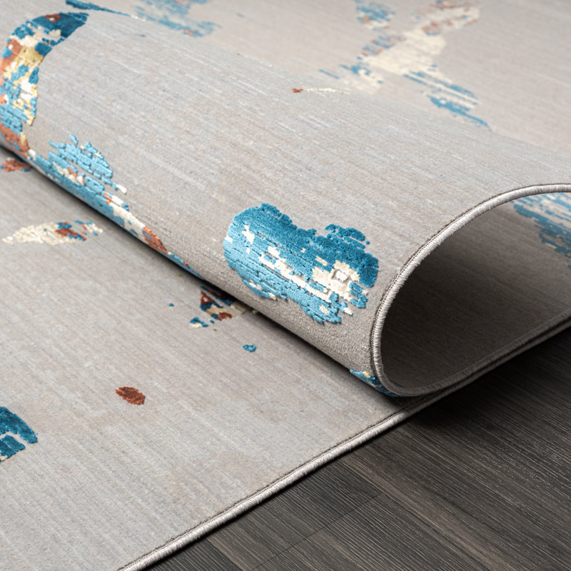 Lydian Abstract Area Rug in Grey, Rectangle 13'2" x 16'5"