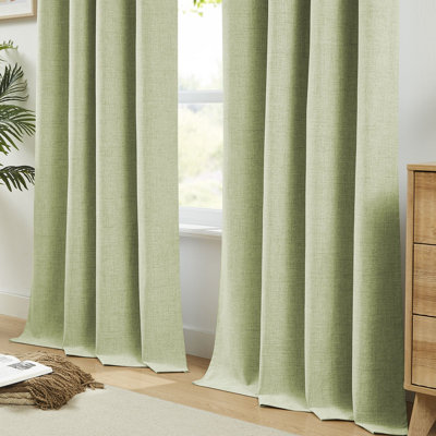 Faux Linen Grommet Curtain Panels