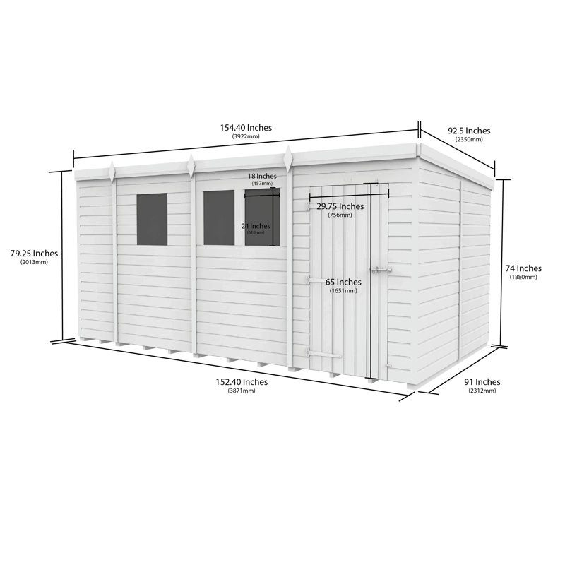 13x8 Pent Composite Shed