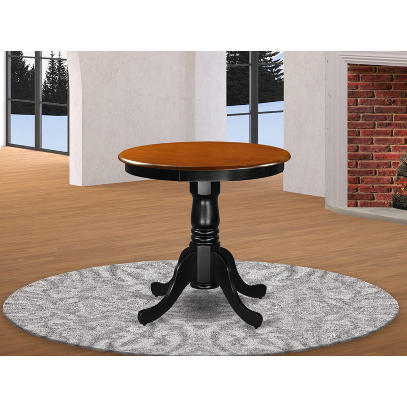 Table de salle à manger Eden Kitchen - plateau de table rond en bois massif avec base en piédestal, Noir, Cerisier