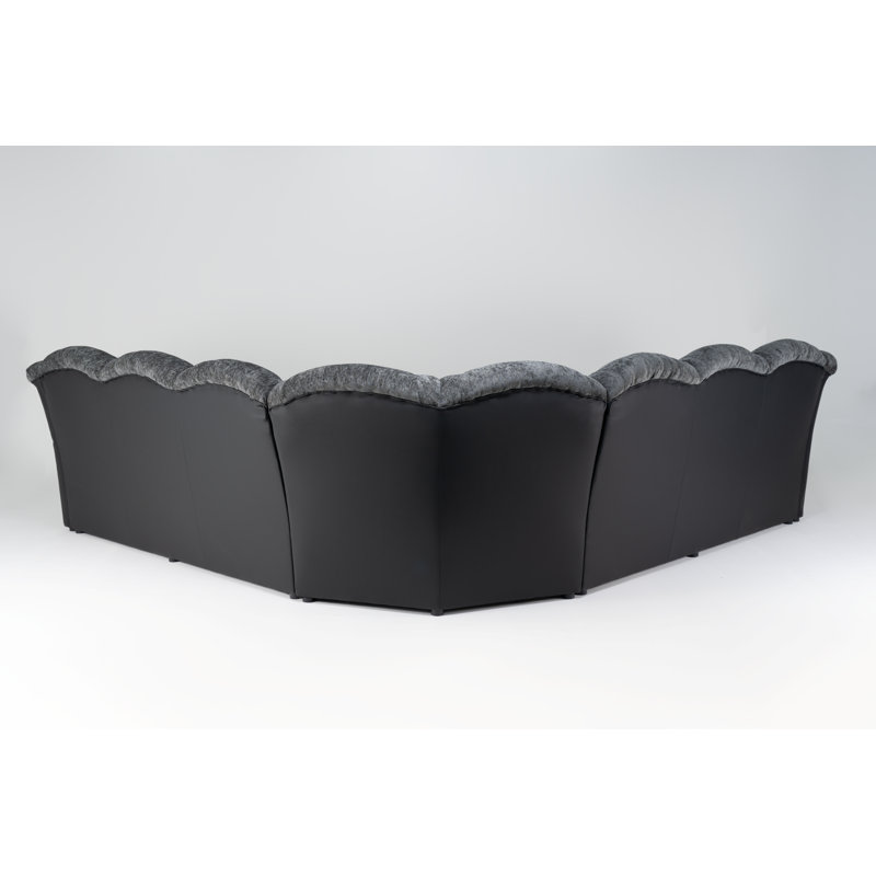 Koffler 7 Seater Corner Sofa, Black/Grey