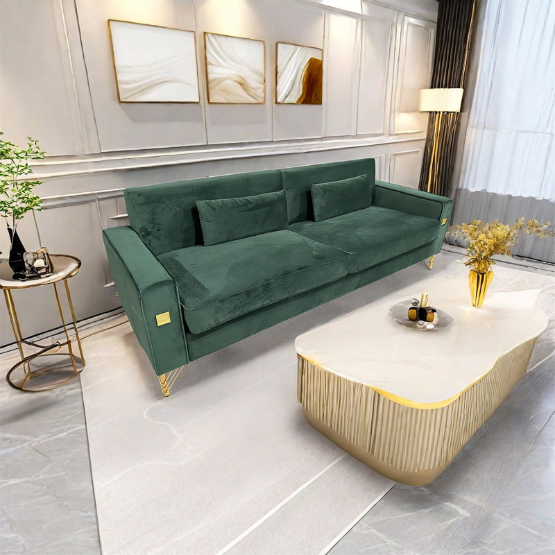 Canapé Lucian Luxe avec détails dorés, Vert