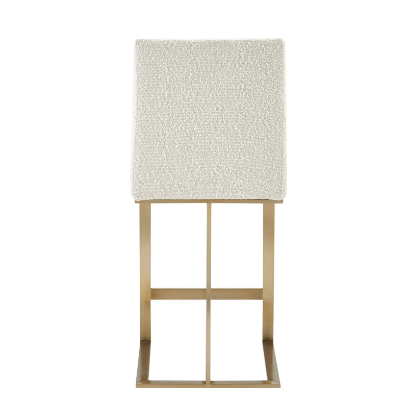 Chrishelle Frankie - Modern Off-white Fabric + Antique Brass Counter Chair