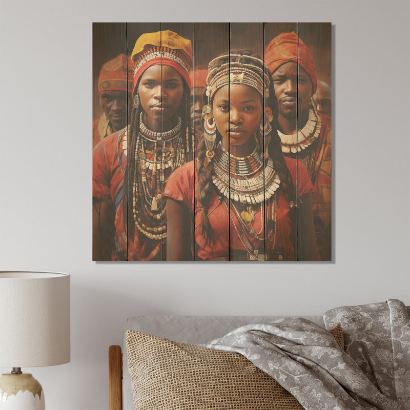 «African Samburi Vibrance IV» - Balenciaga sur bois, H 25 po x l 25 po