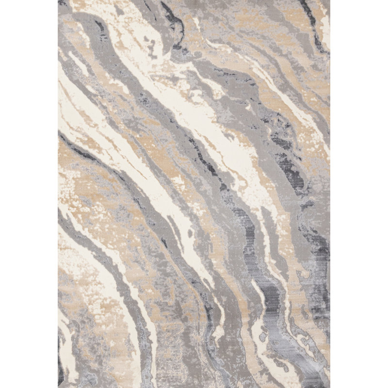 Brooklinn Modern Beige Cream High-Traffic Area Rug, Rectangle 5'3" x 7'7"