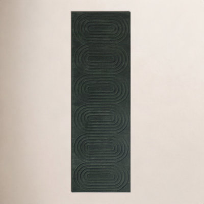 Tillie Green Hand-Tufted Geometric Wool Rug